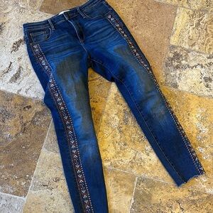 DRIFTWOOD Dark Blue Embroidered Skinny Jeans